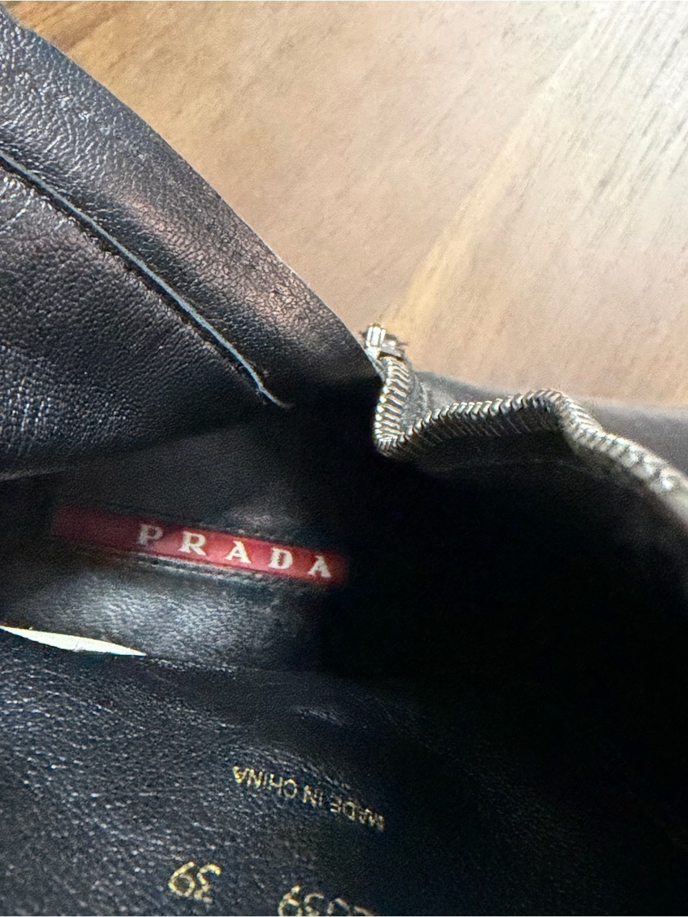 Prada Black Leather Wedge Booties - Picture 6 of 7